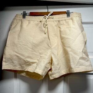 ZARA Cream L 5” Bathing suit with netted lining. NEVER WORN